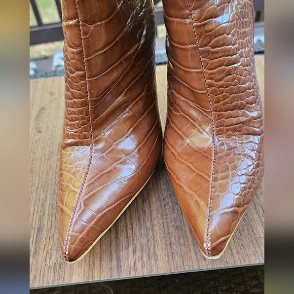 SIMMI London Dakota Tan Croc Print Ruched Knee Boots. Size 6 - Picture 9 of 14